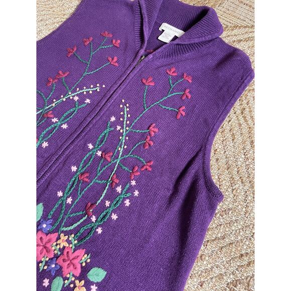Vtg. Bechemel Embroidered Sweater Vest SZ L - Picture 2 of 7